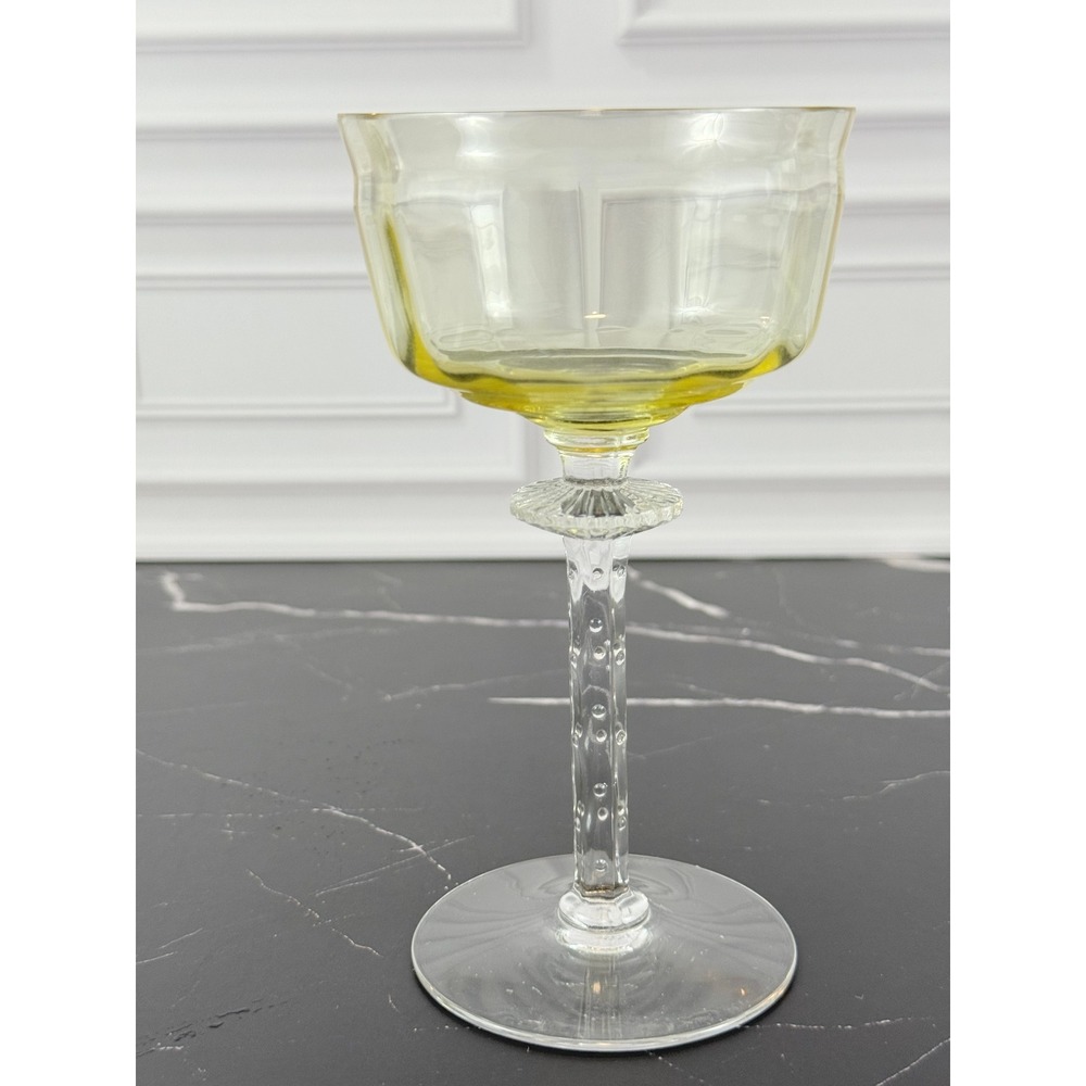Vintage 1940s Tiffin Yellow Topaz Champagne Sherbet Coupe 6 1/4" Tall